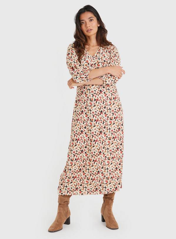 Floral Print Shirred Waist Midi Dress 12